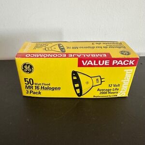 GE 50 Watt MR16 Halogen Flood Light Bulbs 12V EXN Replacement 3 Pack